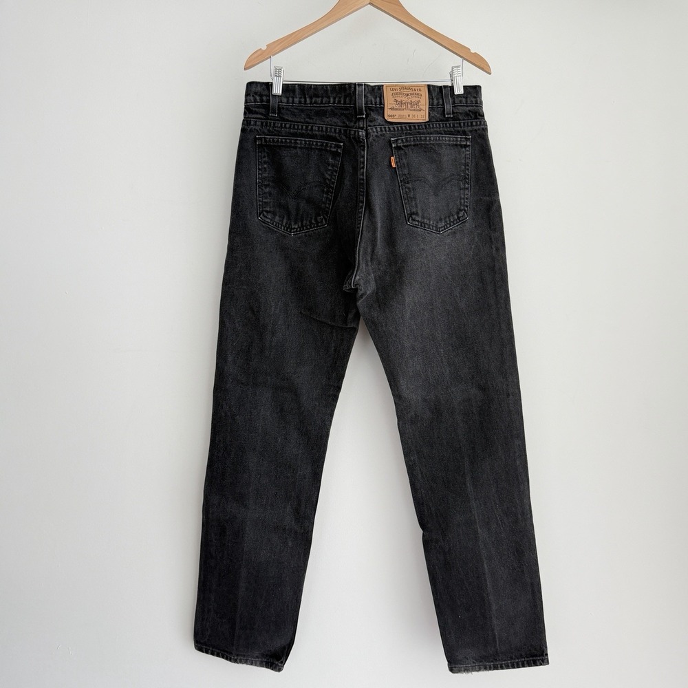Vintage Levis 505 Jeans Mens 36x32 (Fits 34x32) Black Denim Orange Tab 90s USA